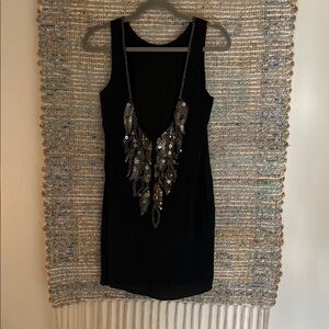 MM Couture Black Dress with Silver Sequins